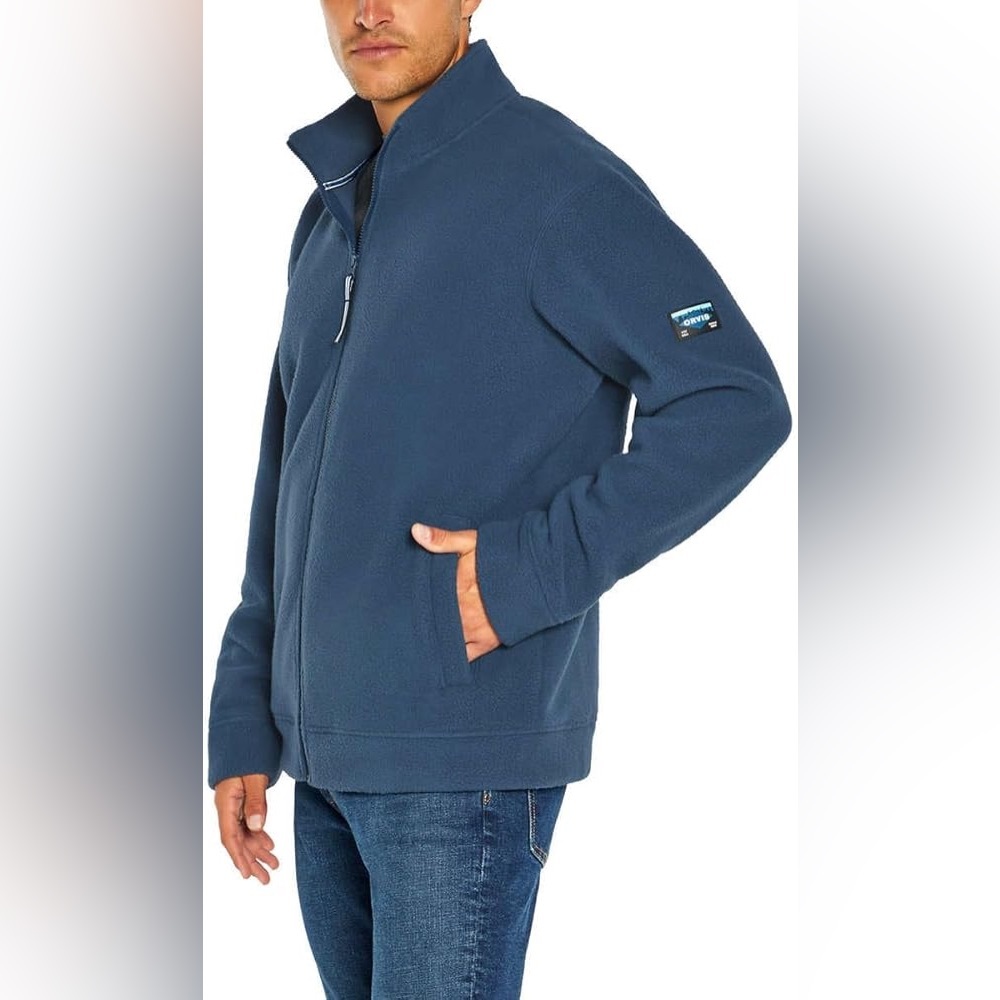 NEW Orvis Men’s Heavyweight Fleece Full Zip Jacket Coat Blue Soft Size Large *i